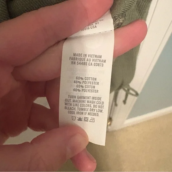 Aerie Endless Summer Cropped Sweatshirt Womens Small Olive Green Long Tie Sleeve - Picture 16 of 16